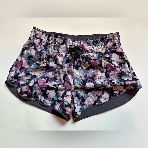 lululemon athletica Pants - lululemon athletica Floral Women's Shorts - Black and Purple